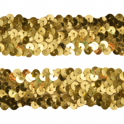Тесьма с пайетками D16, шир. 30 мм/уп. 25+/-1 м, цвет золото - купить в Ангарске. Цена: 1 087.39 руб.