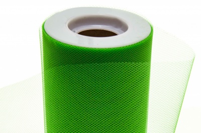 Фатин в шпульках 16-146, 10 гр/м2, шир. 15 см (в нам. 25+/-1 м), цвет зелёный - купить в Ангарске. Цена: 100.69 руб.