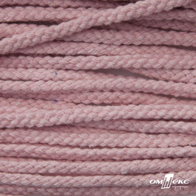 Шнур плетеный d-6 мм круглый, 70% хлопок 30% полиэстер, уп.90+/-1 м, цв.1087-розовый - купить в Ангарске. Цена: 588 руб.