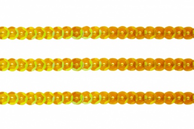 Пайетки "ОмТекс" на нитях, CREAM, 6 мм С / упак.73+/-1м, цв. 92 - золото - купить в Ангарске. Цена: 484.77 руб.