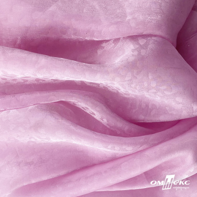 Плательная органза вытравка,100% полиэстр, шир. 150 см, #606 цв.-розовый - купить в Ангарске. Цена 380.73 руб.