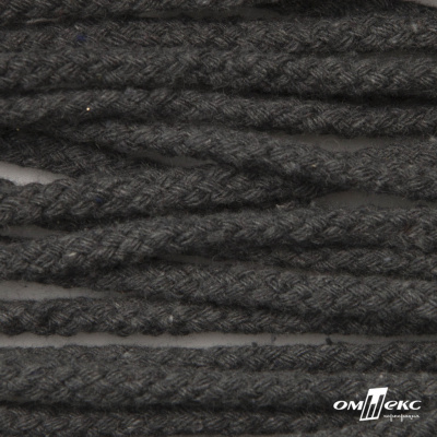 Шнур плетеный d-6 мм круглый, 70% хлопок 30% полиэстер, уп.90+/-1 м, цв.1088-т.серый - купить в Ангарске. Цена: 588 руб.