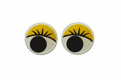 Глазки для игрушек, круглые, с бегающими зрачками, 12 мм/упак.50+/-2 шт, цв. -желтый - купить в Ангарске. Цена: 95.04 руб.