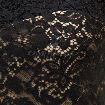 Кружевное полотно #3378, 150 гр/м2, шир.150см, цвет чёрный - купить в Ангарске. Цена 370.97 руб.