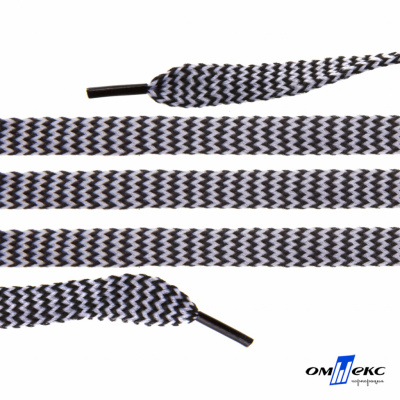 Шнурки #107-07, плоские 130 см, двухцветные цв.серый/чёрный - купить в Ангарске. Цена: 23.03 руб.