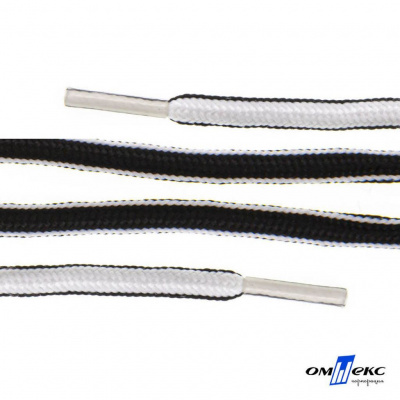 Шнурки #4-27, круглые 130 см, двухцветные (черно/белый) - купить в Ангарске. Цена: 47.04 руб.