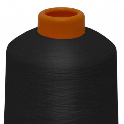 Нитки текстурированные некручёные, намот. 15 000 м, цвет чёрный - купить в Ангарске. Цена: 204.10 руб.