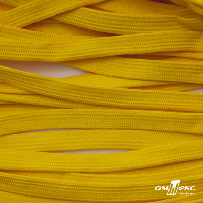 Шнур плетеный (плоский) d-12 мм, (уп.90+/-1м), 100% полиэстер, цв.269 - жёлтый - купить в Ангарске. Цена: 8.62 руб.