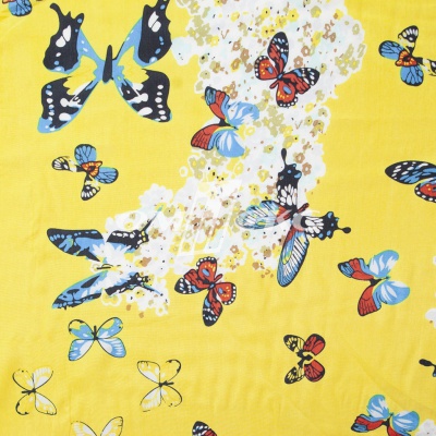 Плательная ткань "Софи" 7.2, 75 гр/м2, шир.150 см, принт бабочки - купить в Ангарске. Цена 243.96 руб.