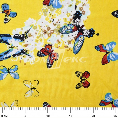 Плательная ткань "Софи" 7.2, 75 гр/м2, шир.150 см, принт бабочки - купить в Ангарске. Цена 236.56 руб.