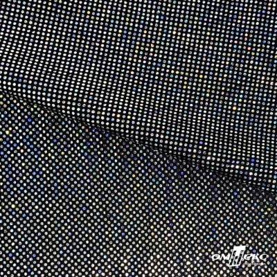 Трикотажное полотно голограмма, шир.140 см, #601-хамелеон чёрный - купить в Ангарске. Цена 452.76 руб.