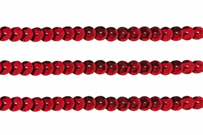 Пайетки "ОмТекс" на нитях, SILVER-BASE, 6 мм С / упак.73+/-1м, цв. 3 - красный - купить в Ангарске. Цена: 468.37 руб.