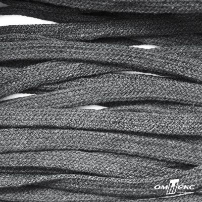 Шнур плетеный d-8 мм плоский, 70% хлопок 30% полиэстер, уп.85+/-1 м, цв.1027-серый - купить в Ангарске. Цена: 735 руб.