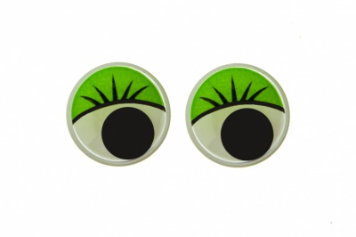 Глазки для игрушек, круглые, с бегающими зрачками, 15 мм/упак.50+/-2 шт, цв. -зеленый - купить в Ангарске. Цена: 113.01 руб.
