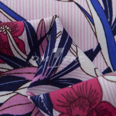 Плательная ткань "Фламенко" 18.1, 80 гр/м2, шир.150 см, принт растительный - купить в Ангарске. Цена 239.03 руб.
