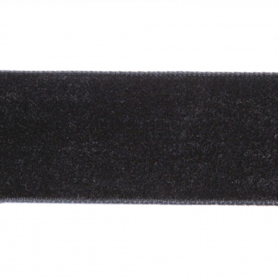 Лента бархатная нейлон, шир.25 мм, (упак. 45,7м), цв.03-черный - купить в Ангарске. Цена: 800.84 руб.