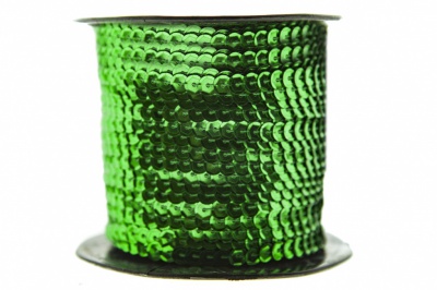 Пайетки "ОмТекс" на нитях, SILVER-BASE, 6 мм С / упак.73+/-1м, цв. 4 - зеленый - купить в Ангарске. Цена: 484.77 руб.
