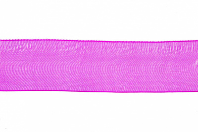 Лента органза 1015, шир. 10 мм/уп. 22,8+/-0,5 м, цвет ярк.розовый - купить в Ангарске. Цена: 38.39 руб.
