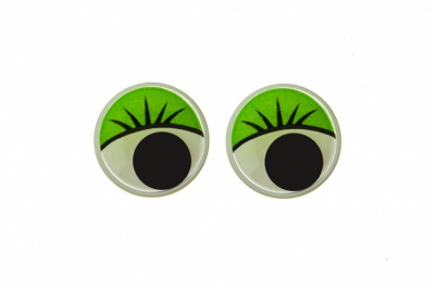 Глазки для игрушек, круглые, с бегающими зрачками, 12 мм/упак.50+/-2 шт, цв. -зеленый - купить в Ангарске. Цена: 96.01 руб.
