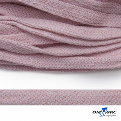 Шнур плетеный d-8 мм плоский, 70% хлопок 30% полиэстер, уп.85+/-1 м, цв.1019-св.розовый - купить в Ангарске. Цена: 735 руб.