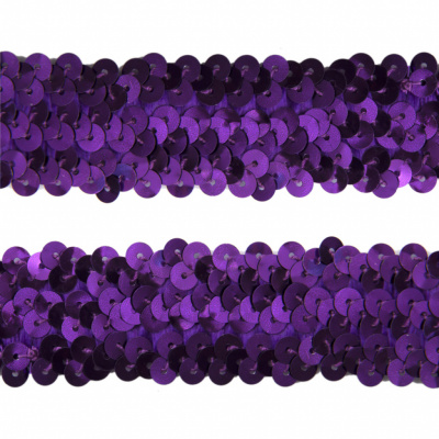 Тесьма с пайетками 12, шир. 30 мм/уп. 25+/-1 м, цвет фиолет - купить в Ангарске. Цена: 1 098.48 руб.