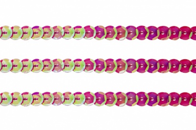 Пайетки "ОмТекс" на нитях, CREAM, 6 мм С / упак.73+/-1м, цв. 89 - розовый - купить в Ангарске. Цена: 468.37 руб.