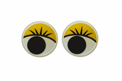 Глазки для игрушек, круглые, с бегающими зрачками, 15 мм/упак.50+/-2 шт, цв. -желтый - купить в Ангарске. Цена: 113.01 руб.