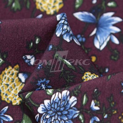 Плательная ткань "Фламенко" 4.1, 80 гр/м2, шир.150 см, принт растительный - купить в Ангарске. Цена 259.21 руб.