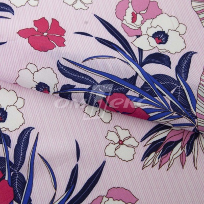 Плательная ткань "Фламенко" 18.1, 80 гр/м2, шир.150 см, принт растительный - купить в Ангарске. Цена 239.03 руб.