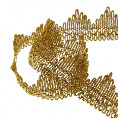 Тесьма металлизированная 0384-0240, шир. 40 мм/уп. 25+/-1 м, цвет золото - купить в Ангарске. Цена: 490.74 руб.