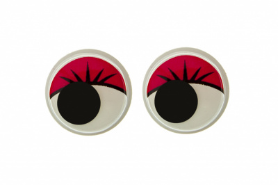 Глазки для игрушек, круглые, с бегающими зрачками, 15 мм/упак.50+/-2 шт, цв. -красный - купить в Ангарске. Цена: 113.01 руб.